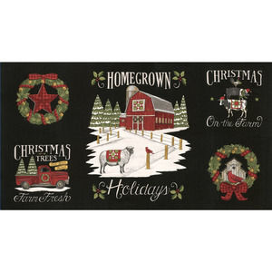 Homegrown Holidays Farm Christmas Fabric Quilt Panel, Deb Strain MODA #19940-14